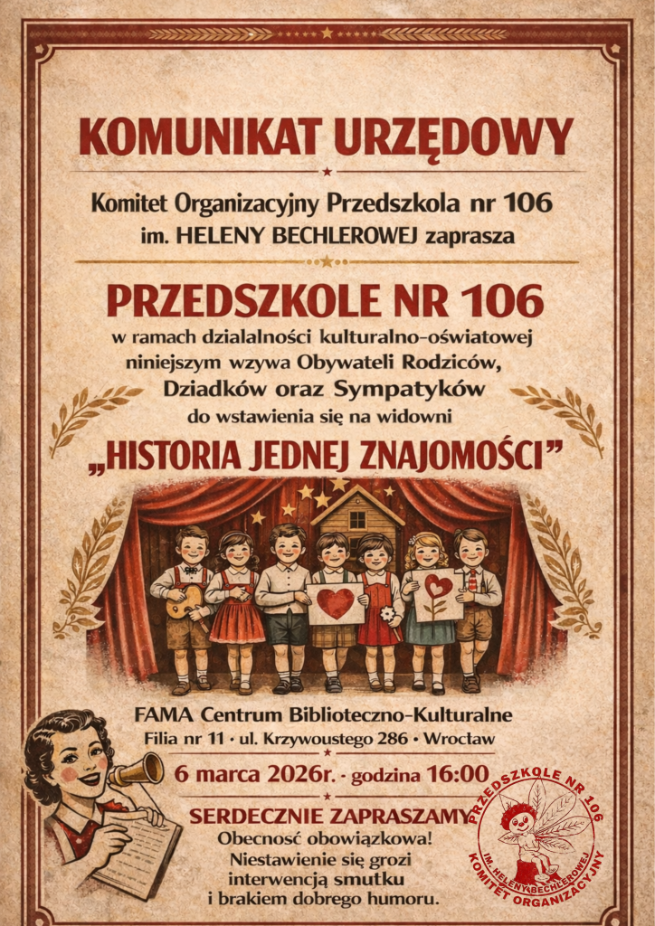 Komitet Organizacyjny Przedszkola nr 106 serdecznie zaprasza na wyjątkowe wydarzenie w Famie